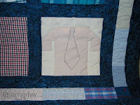 Memorial workshirt quilt, quilted by Angela Huffman
