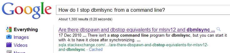 How do I stop dbmlsync from a command line?