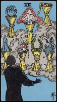 The Seven of Cups card in Tarot