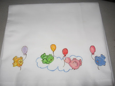 lençol de bébé pintado á mão