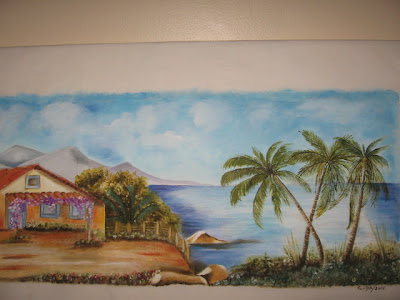 paisagem pintada no tecido
