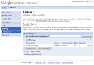 Videata di una sitemap correttamente caricata negli strumenti per webmaster