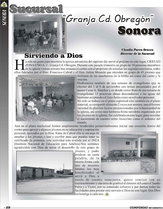 Sucursal Granja Obregón, Sonora, Director: Claudio Parra Orozco