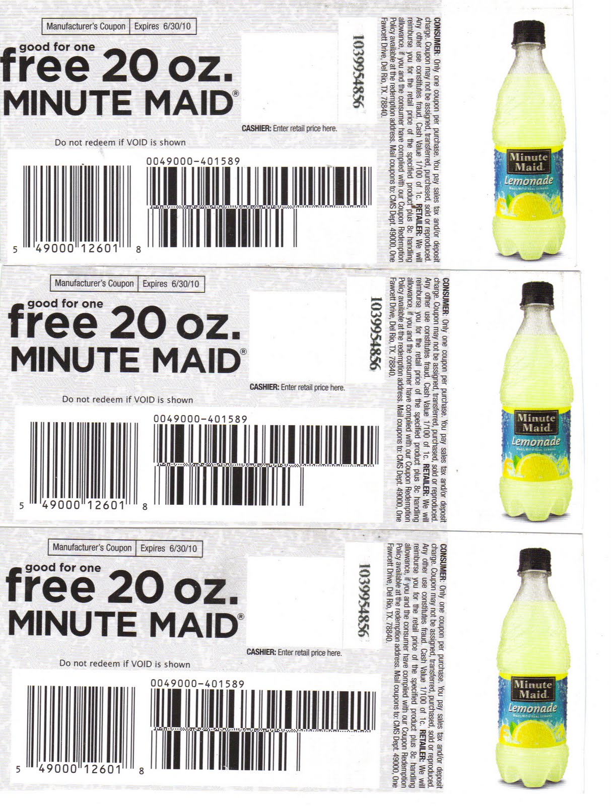 Marsha's Spot Giveaway3 Minute Maid 20 oz Free Coupons!!
