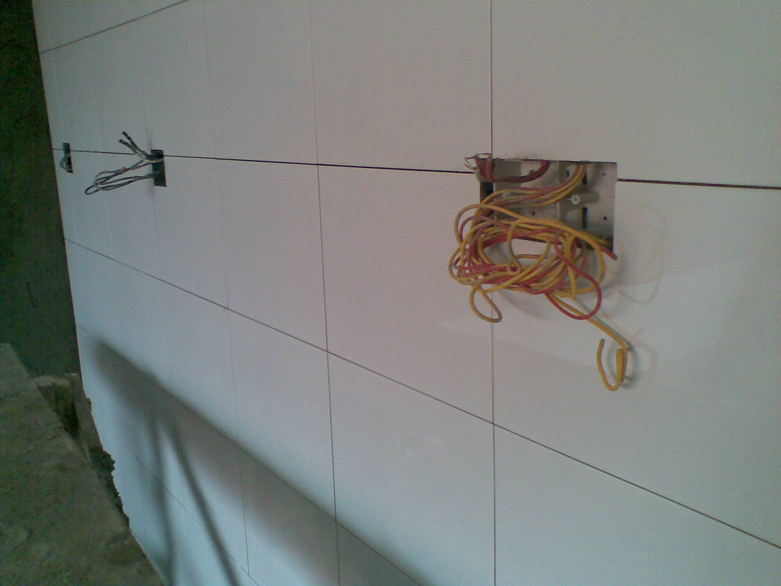 Kitchen cabinet repair power outlet should be in the centre of the ceramic tiles..to repair