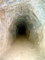 Looking down an abandoned mine tunnel