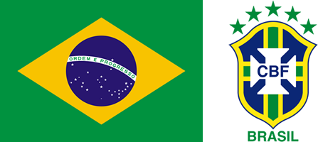 Bendera negara Brazil dan logo pasukan bola sepak