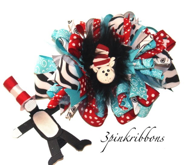 Cat in the Hat Dr. Seuss hair Bows!