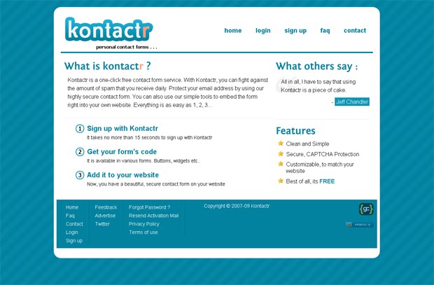 Kontactr.com free contact form generator