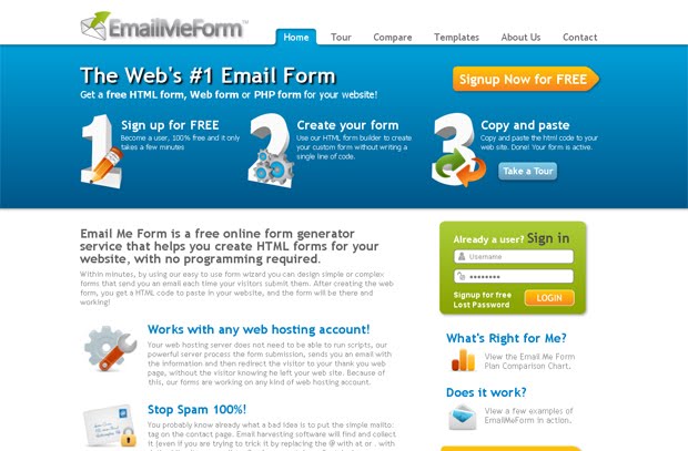 Emailmeform.com free contact form creator
