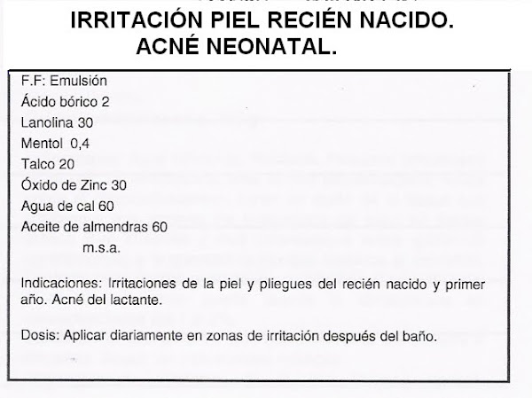 Formula Magistral . Acné neonatal