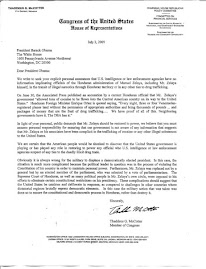 US Congress letter to President Obama