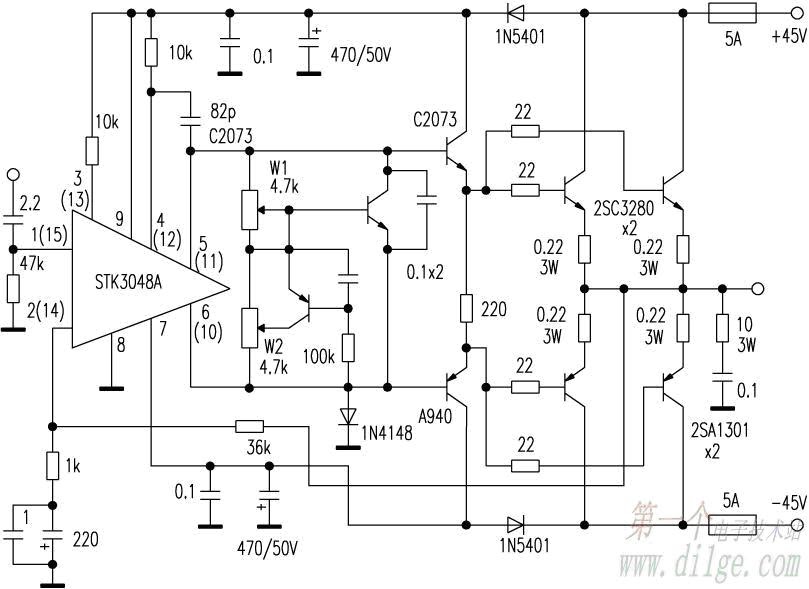 Power Amplifier use STK3048A for driver input Another Electronics