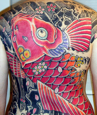 Large Japanese Koi tattoo at the Back 