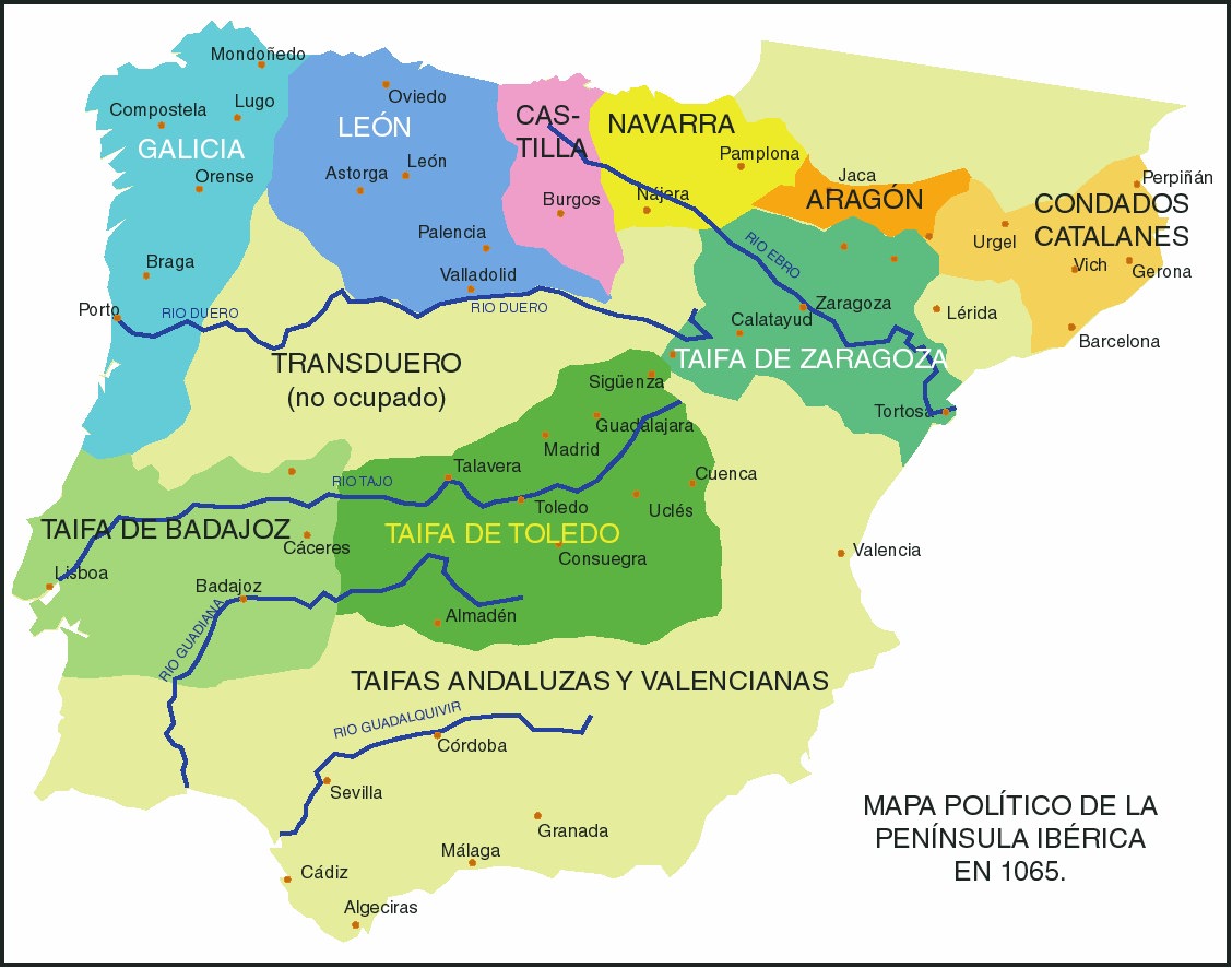 Mapa Los Reinos de Taifas a Mediados del Siglo XI