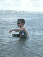 grandson, Britton at the beach