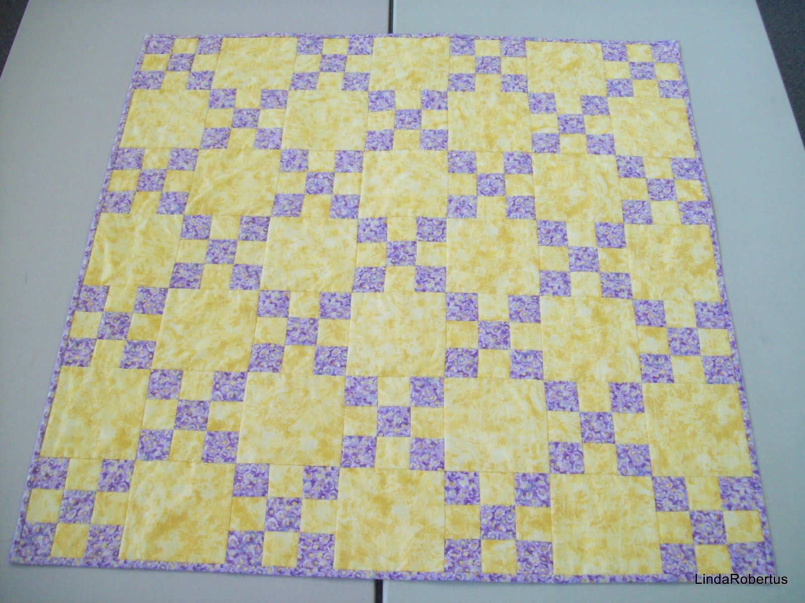 Blue Jacaranda by Linda Robertus Irish Chain Baby Quilt