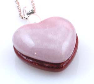 pink and red fused glass heart