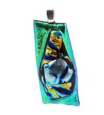 green dichroic fused glass pendant