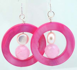 pink mother of pearl hoop earrings