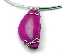 hot pink wire wrapped geode slice