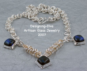 dichroic art glass chainmaille necklace
