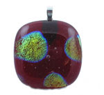 red spotted dichroic glass pendant
