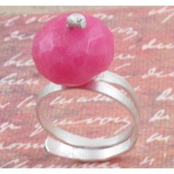 faceted pink jade bead ring