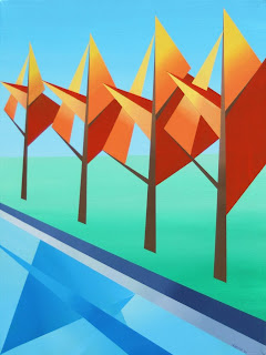 Abstract Autumn Trees by the River Painting - Daily Painting Blog - Original Oil and Acrylic Artwork by Artist Mark Webster