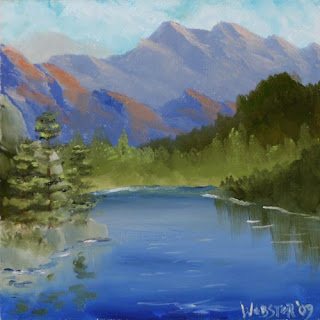 Daily Painters - Mountain Series #4 6x6 Landscape Painting - Daily Painter - Original Oil and Acrylic Art - Painting a Day by California Artist Mark A. Webster