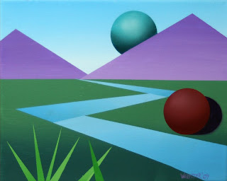 Daily Painters - Abstract Moon Rise on Planet X #3 - Daily Painter - Original Oil and Acrylic Art - Painting a Day by California Artist Mark A. Webster