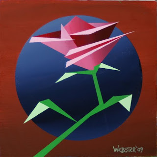 Abstract Flower Red #2 Painting - Daily Painter - Original Oil and Acrylic Art - Painting a Day by California Artist Mark A. Webster