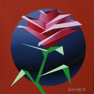 Daily Painters - Abstract Flower Red #3 Painting - Daily Painter - Original Oil and Acrylic Art - Painting a Day by California Artist Mark A. Webster