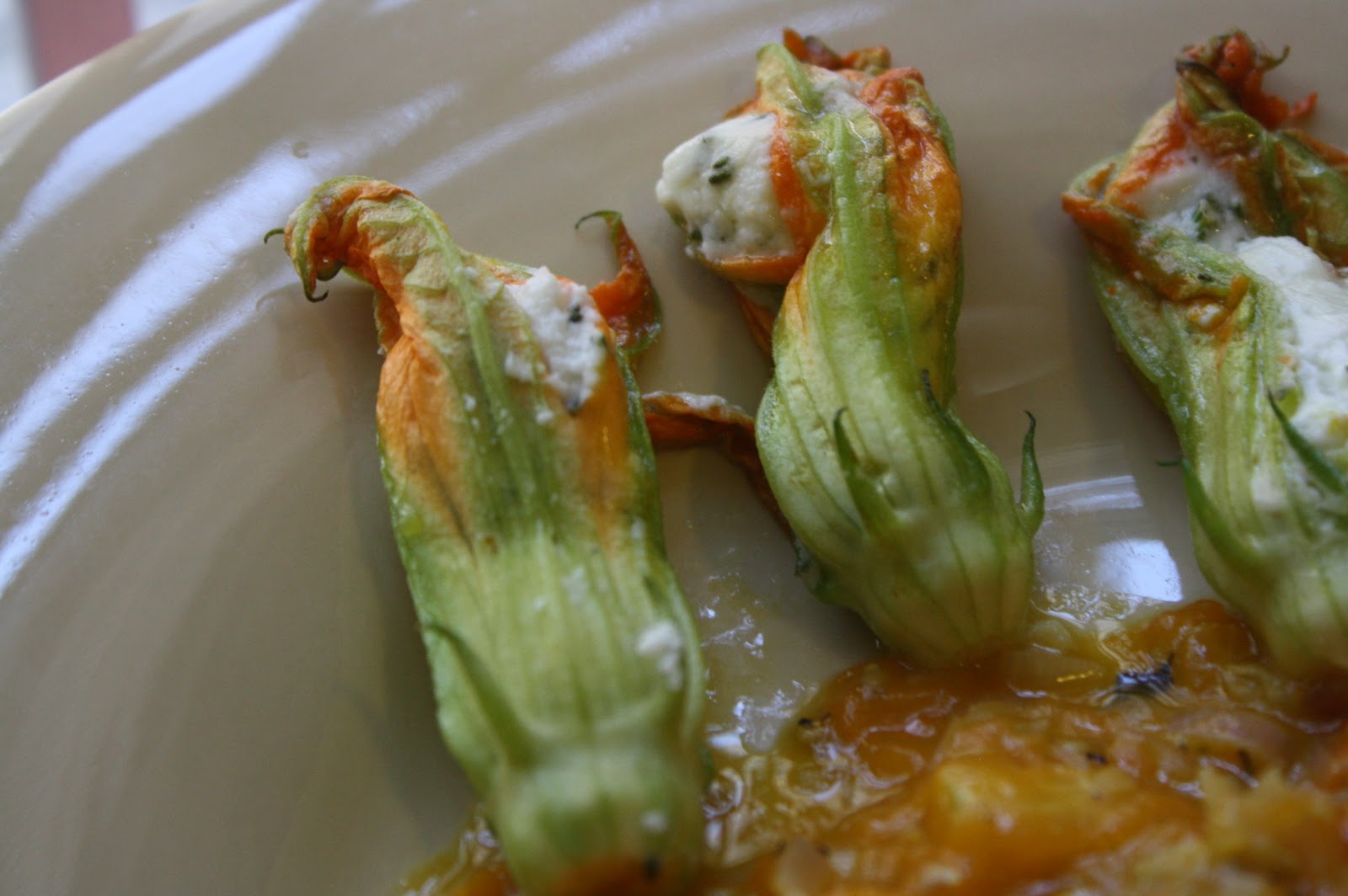Cheese Stuffed Squash Blossoms with Cherry Tomato Sauce The Carnivore