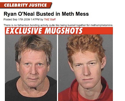 ryan o'neal and sun busted for meth