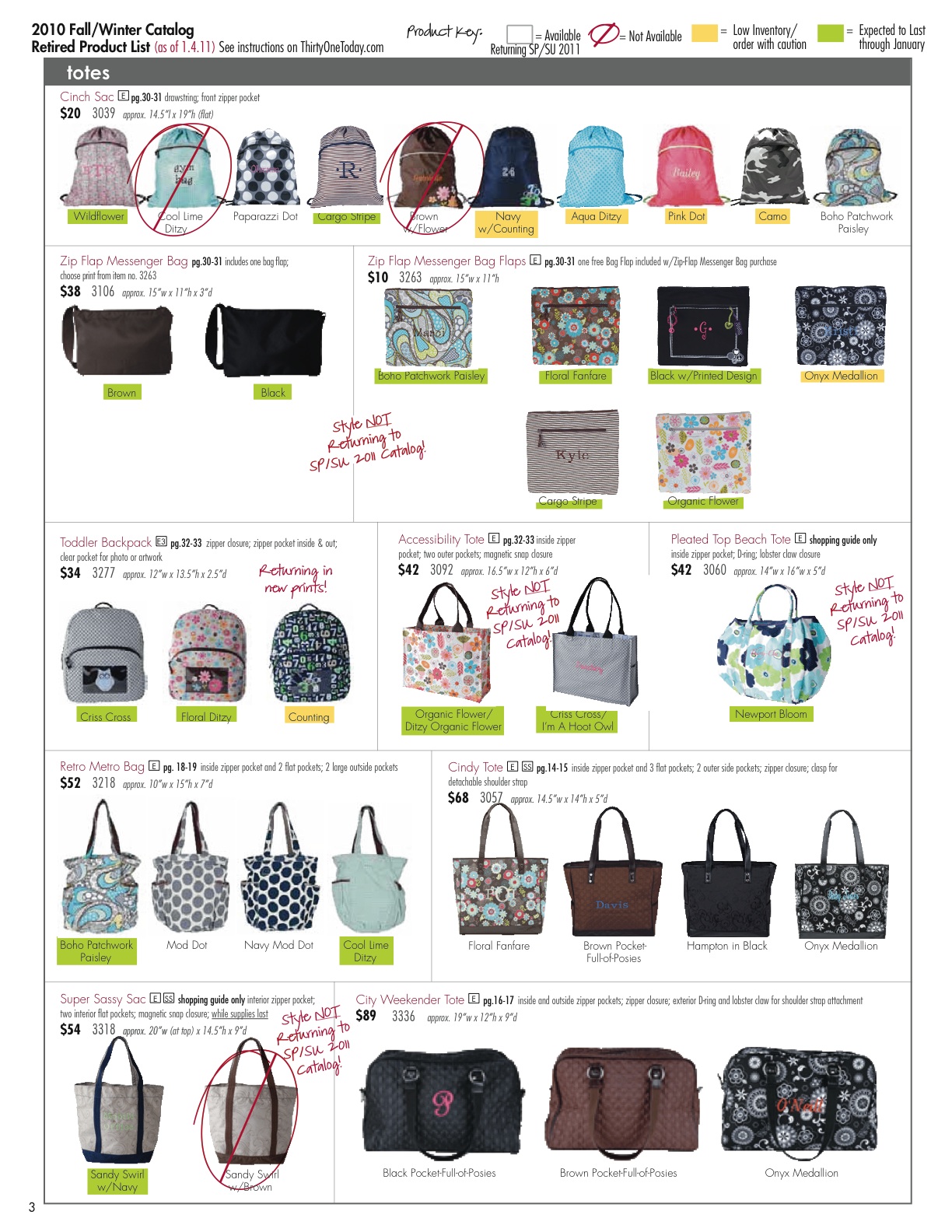 Personalized Bags, Totes and Gifts: 2010 Retired Products and Change ... Personalized Bags, Totes and Gifts: 2010 Retired Products and Change ...