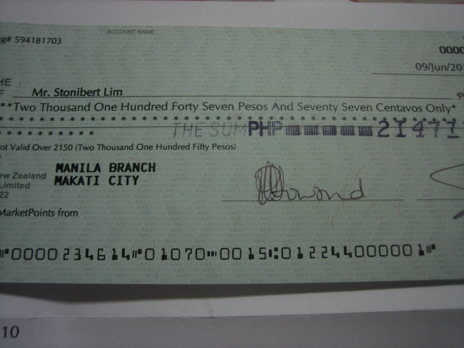 Manila Life Global Test Market proof of payment