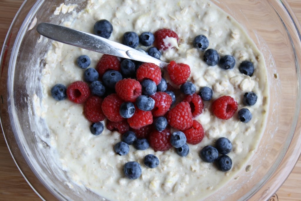Mango & Tomato Blueberry & Raspberry Oatmeal Muffins