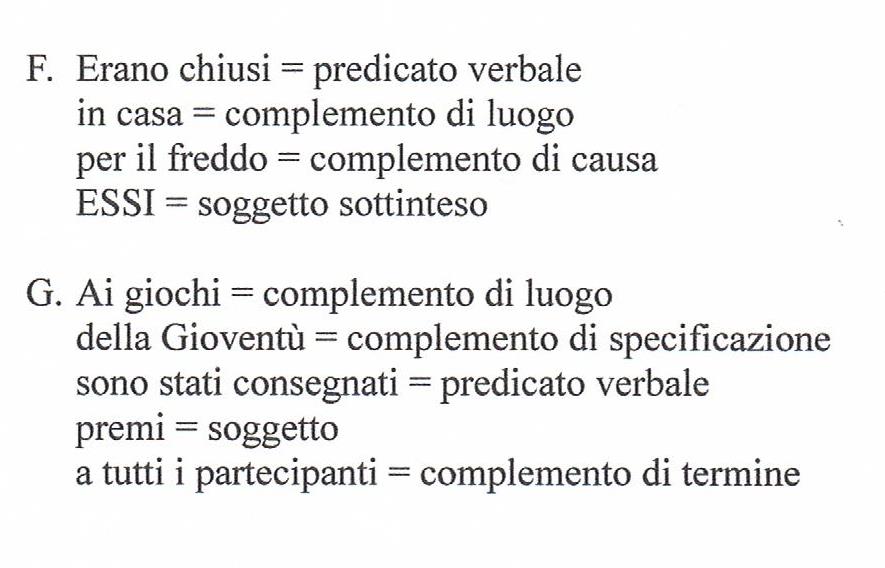 Ciao bambini: Esercizi per le verifiche di analisi logica