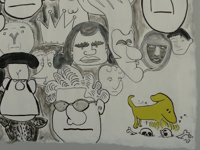 El perrito del mural escarba entre huesos y calaveras
