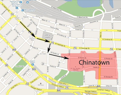 Map to Vancouver's Chinatown