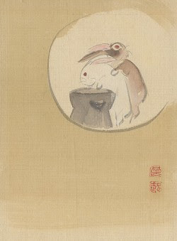 Deux lapins sur la lune