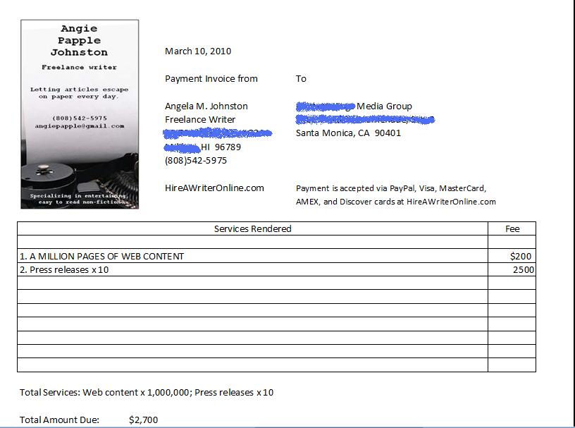 how to create a freelance writing invoice freelance writing tips invoice writer