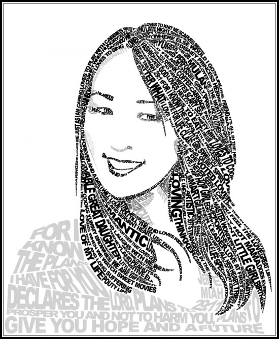 Line Art Word : Art paper scissors glue micrography portrait