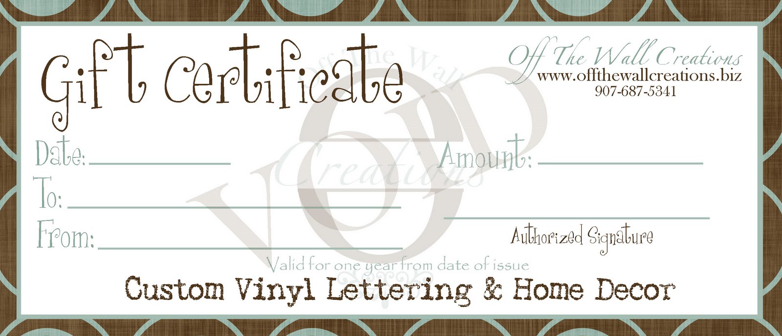 generic gift certificates