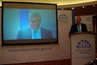 The NI Assembly’s Director General Trevor Reaney opening the East Belfast roadshow in the absence of Speaker William Hay