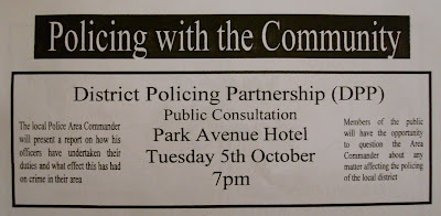 extract from Wandsworth News community news sheet advertising local East Belfast DPP meeting