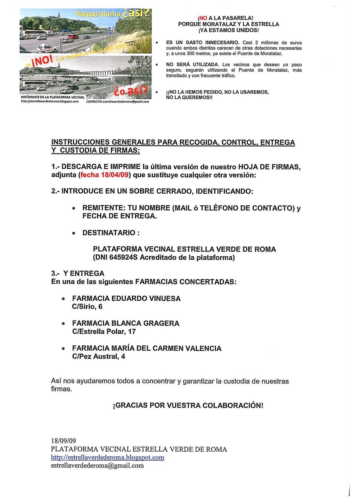 ¡NUEVO! INSTRUCCIONES Y RECOGIDA DE FIRMAS (V.5 FECHA 18/04/2009) con LEMA consensuado