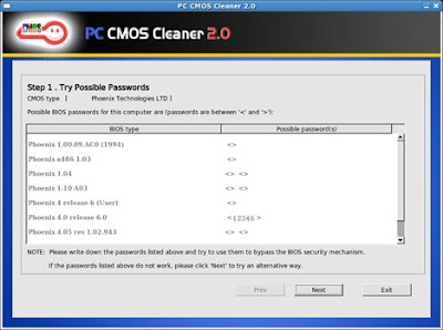 Reset BIOS Password with CMOS Cleaner