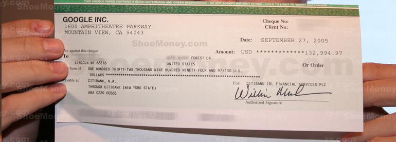 PROOF: CHEQUE